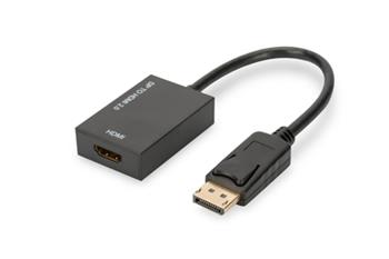 Adaptérový kabel DisplayPort, DP - HDMI typ A M/F, 0,2 m, se zámkem, HDMI 2.0, akt., zlatý, černý