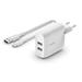 Belkin Duální USB-A nástěnná nabíječka 2x12W, USB-C kabel, bílá Belkin Duální USB-A nástěnná nabíječka 2x12W, USB-C kabel, bílá