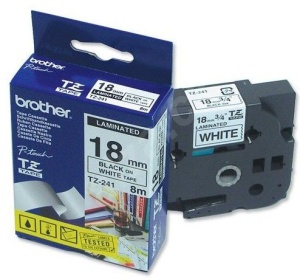 Brother - TZe-241, bílá / černá (18mm, laminovaná)