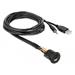 DeLock Cable USB Type-A male + 3.5 mm 4 pin stereo jack male > female bulkhead USB Type-A female + 3.5 mm 4 pin female (audio)