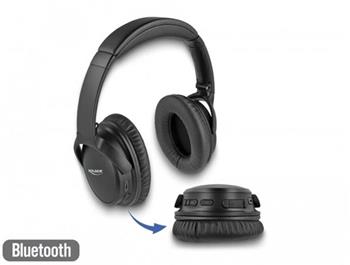 Delock Sluchátka s rozhraním Bluetooth 5.0, složitelná přes uši, s integrovaným mikrofonem a intenzivními basy, doba pře
