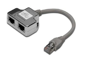 Digitus CAT 5e, 2x 1: 1, propojovací adaptér, stíněný 2x RJ45-zásuvka na 1x RJ45-Plug, délka 0,19 m