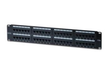 Digitus CAT 5e Patch Panel, nestíněný, 48 portů RJ45 8P8C, LSA, 2U, stojanový držák, černý, 482x44x109mm Digitus CAT 5e Patch Panel, nestíněný, 48 portů RJ45 8P8C, LSA, 2U, stojanový držák, černý, 482x44x109mm