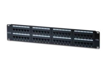 Digitus CAT 5e Patch Panel, nestíněný, 48 portů RJ45 8P8C, LSA, 2U, stojanový držák, černý, 482x44x109mm