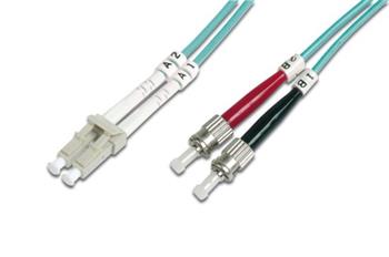 DIGITUS Fiber Optic Patch Cord, LC to ST, Multimode 50/125 µ, Duplex Length 1m, Class OM3