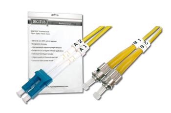 Digitus Fiber Optic Patch Cord, LC to ST, Singlemode, OS1, 09/125 µ, Duplex, 1m