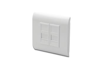 Digitus kryt zásuvky pro 2x keystone, prachový kryt, 80/80, bílá + 2x modulární vložka 22,5 mm, RAL 9003
