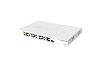 MikroTik Cloud Router Switch CRS328-24P-4S+RM, 800MHz CPU, 512MB, 24xGLAN, 4xSFP+cage, ROS L5, PSU,1U Rackmount