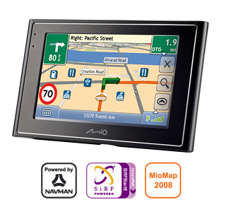 MIO Moov 360u GPS PNA - mapy EU (MioMap 2008), LCD 4,3",SIRF2,HDD 2 GB