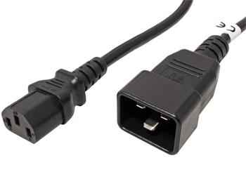 PremiumCord Kabel sítový propojovací 230V 10A 1m, konektory IEC 320 C13 - IEC 320 C20