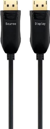 PremiumCord Optický DisplayPort 1.3/1.4 přípojný kabel M/M, zlacené konekt. 30m