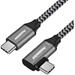 PremiumCord USB-C zahnutý kabel ( USB 3.2 GEN 2x2, 5A, 100W, 20Gbit/s ) 0,5m hliníkové krytky konektorů, bavlněný oplet