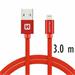 SWISSTEN DATA CABLE USB / LIGHTNING TEXTILE 3,0M RED