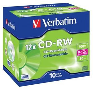 VERBATIM CD-RW SERL 700MB, 12x, jewel case 10 ks